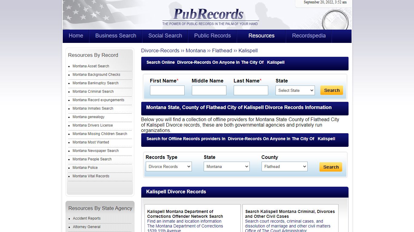 Kalispell, Flathead County, Montana Divorce Records